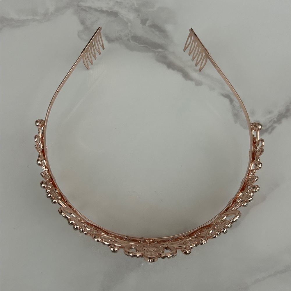 Rose Gold Tiara with Crystals - Picture 2 of 6